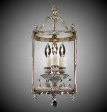 American Brass & Crystal LT2208-OLN-12G-ST - 3 Light 8 inch Lantern with Clear Curved glass & Crystal