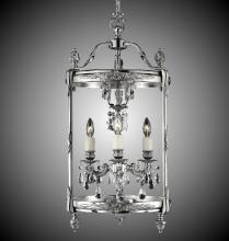 American Brass & Crystal LT2213-O-05S-ST - 3 Light 13 inch Lantern with Clear Curved glass & Crystal