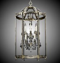 American Brass & Crystal LT2224-A-12G-PI - 6+6 Light 24 inch Lantern with Clear Curved glass & Crystal
