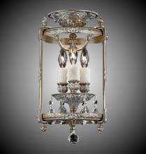 American Brass & Crystal LTFM2208-ATK-10G-PI - 3 Light 8 inch Semi-Flush Lantern with Clear Curved glass & Crystal