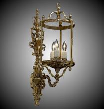 American Brass & Crystal WS2184-08G-PI - 3 Light 8 inch Lantern Wall Sconce with Clear Curved Glass