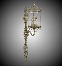 American Brass & Crystal WS2187-04G-ST - 3 Light 8 inch Lantern Extended Wall Sconce with Clear Curved Glass