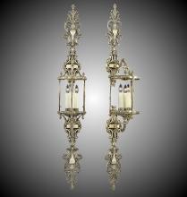 American Brass & Crystal WS2190-02G-PI - 3 Light 8 inch Lantern Double Extended Wall Sconce with Clear Curved Glass