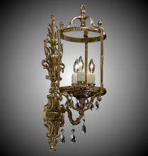 American Brass & Crystal WS2284-O-10G-ST - 3 Light 8 inch Lantern Wall Sconce with Clear Curved glass & Crystal