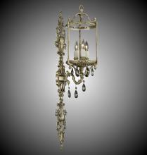 American Brass & Crystal WS2287-O-08G-PI - 3 Light 8 inch Extended Lantern Wall Sconce with Clear Curved glass & Crystal