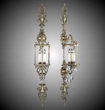 American Brass & Crystal WS2290-O-12G-PI - 3 Light 8 inch Double Extended Lantern Wall Sconce with Clear Curved glass & Crystal