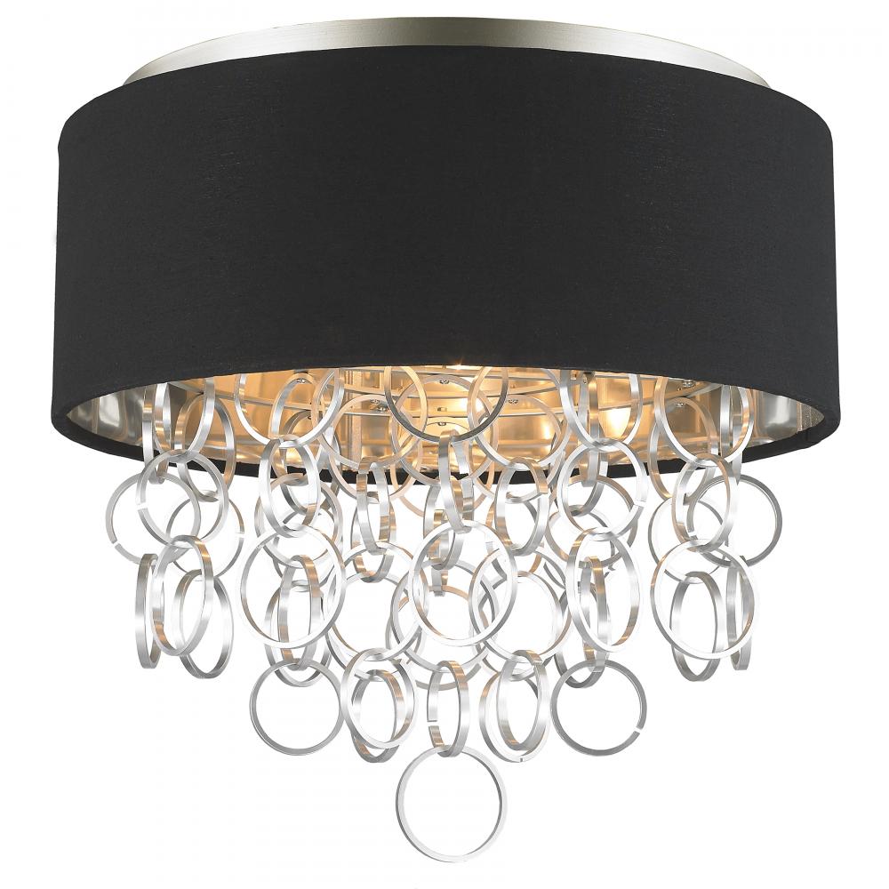 Catena 4-Light Matte NickelFinish with Black Linen drum Shade Flush Mount Ceiling Light 16 in. Dia x