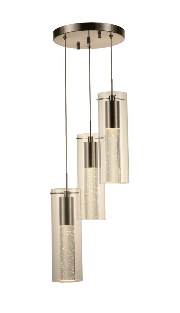 Sprite 13.5-Watt Matte Nickel Finish Integrated LEd Crystal and Glass Tube Pendant Light 3000K 10 in