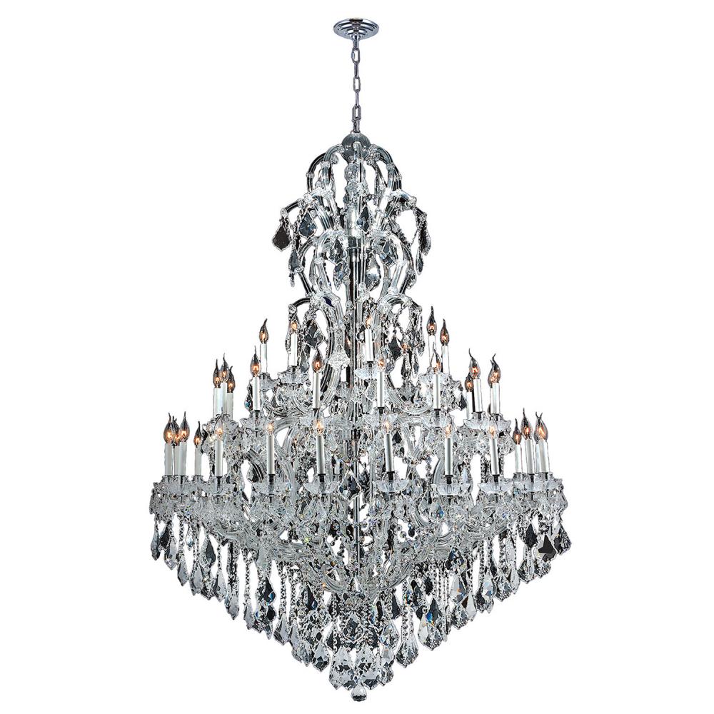 Maria Theresa 48-Light Chrome Finish and Clear Crystal Chandelier 52 in. Dia x 86 in. H Three 3 Tier