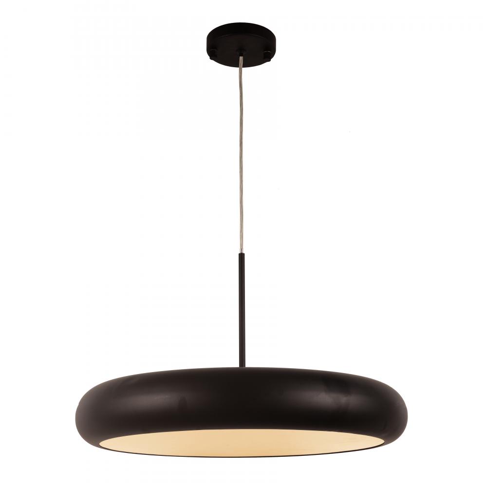 Madison 36-Watt Matte Black Finish Integrated LEd disc Pendant Light 3000K 24 in. Dia x 96 in. H Lar