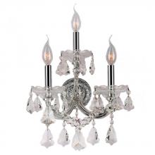 Worldwide Lighting Corp W23071C12 - Maria Theresa 3-Light Chrome Finish and Clear Crystal Candle Wall Sconce Light 12 in. W x 22 in. H M