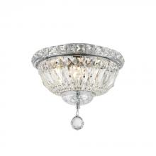 Worldwide Lighting Corp W33008C10 - Empire 4-Light Chrome Finish and Clear Crystal Flush Mount Ceiling Light 10 in. Dia x 8 in. H Round 