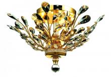 Worldwide Lighting Corp W33152G20 - Aspen 4-Light Gold Finish and Clear Crystal Floral Semi-Flush Mount Ceiling Light 20 in. Dia x 11 in