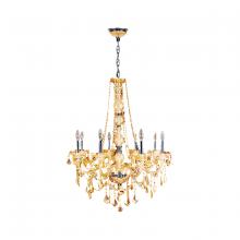 Worldwide Lighting Corp W83106C28-AM - Provence 8-Light Chrome Finish and Amber Crystal Chandelier 28 in. Dia x 34 in. H Large