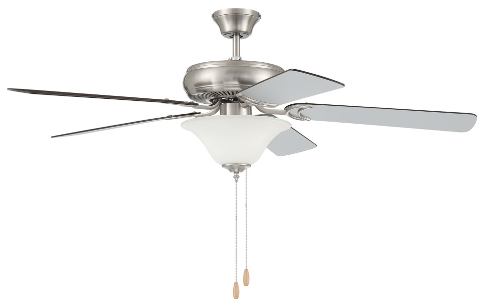 52" Decorator's Choice 2 Light in Brushed Polished Nickel w/ Brushed Nickel/Walnut Blades