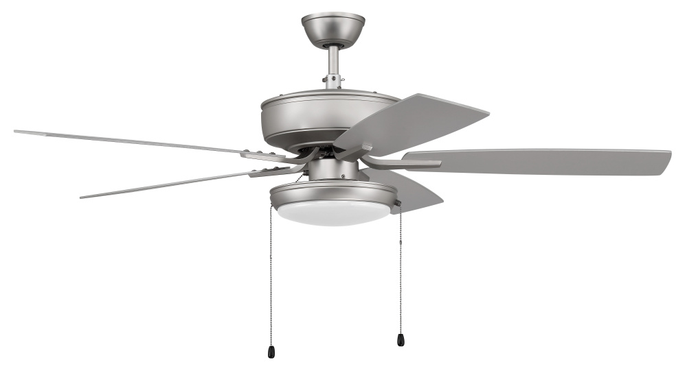 52" Ceiling Fan w/Blades, White Slim Pan LED Light Kit