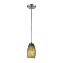 ELK Home Plus 60217/1 - Nature's Collage 1-Light Mini Pendant in Satin Nickel with Feathered Aqua Green and Beige Glass