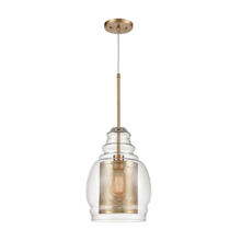 ELK Home Plus 81424/1 - Herndon 1-Light Pendant in Antique Gold with Clear Glass and Antique Gold Perforated Metal Cylinder