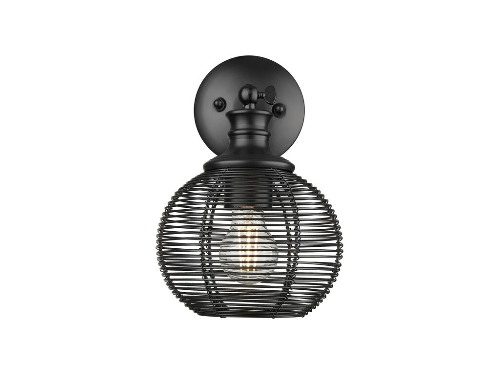 Calypso 1 Light Wall Sconce in Matte Black with Matte Black Shade
