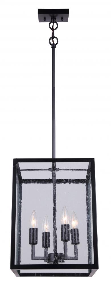 Newport 4 Light Outdoor Pendant, Black Finish